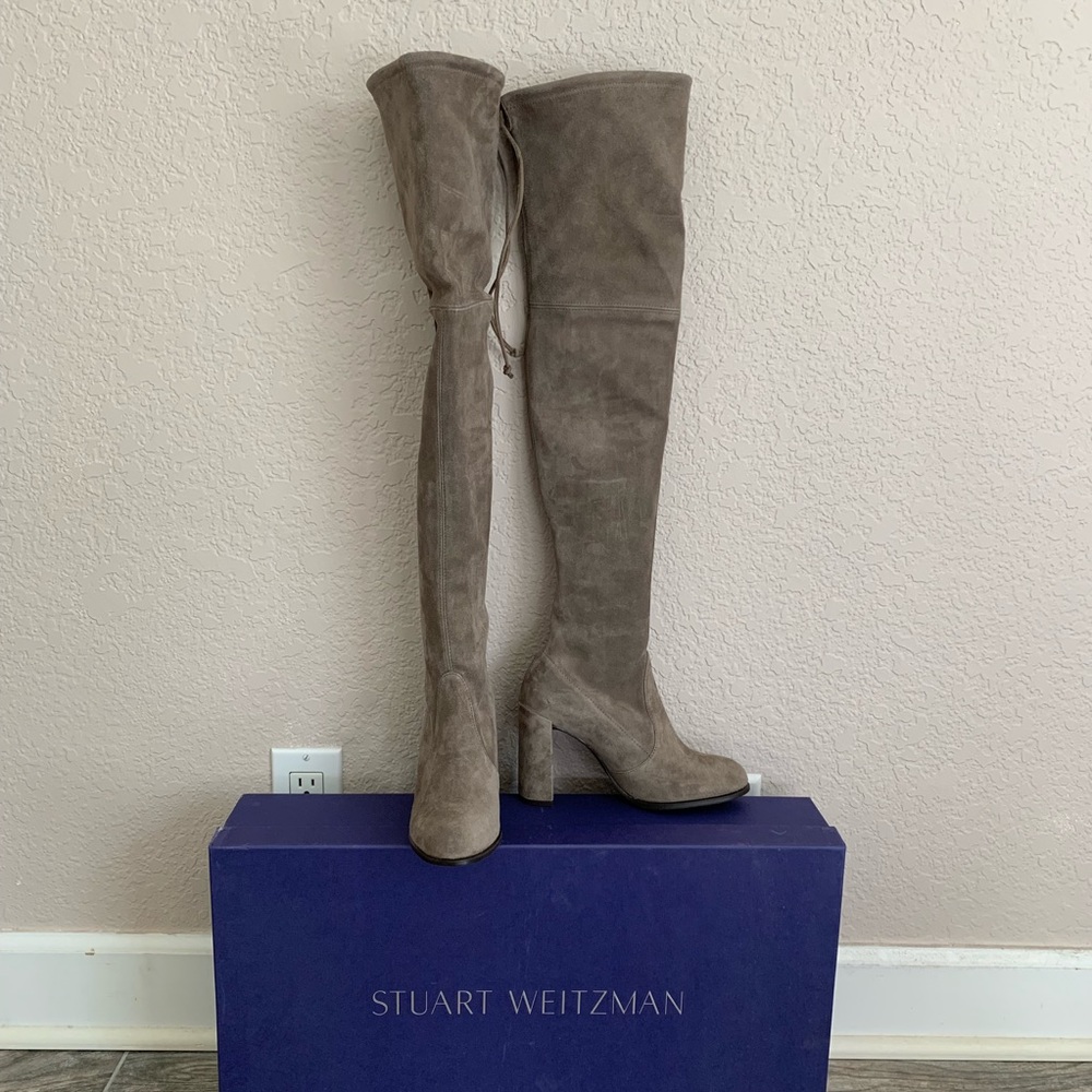 Stuart Weitzman Over-The-Knee Suede Boots in Taupe